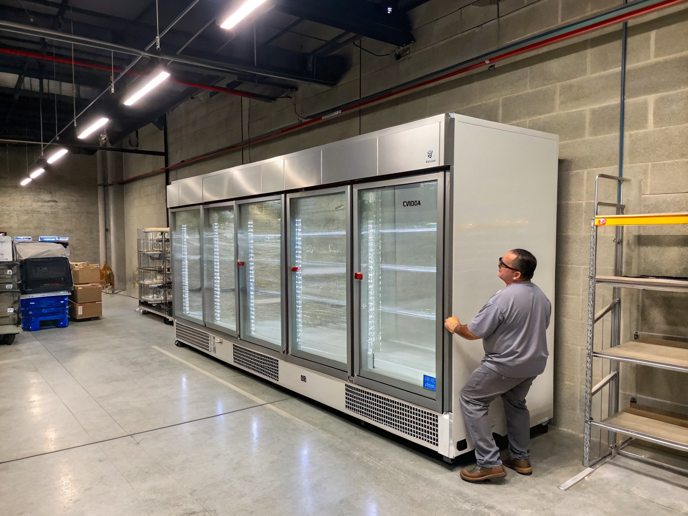 Commercial walk-in cooler inspection with temperature monitoring